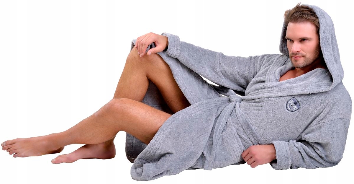 SPORTOWY WYJĄTKOWY SZLAFROK MĘSKI Z KAPTUREM XL Rozmiar XL