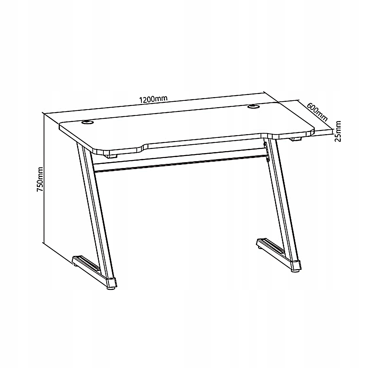 Biurko komputerowe gamingowe dla gracza czarne Grubość blatu 25 mm