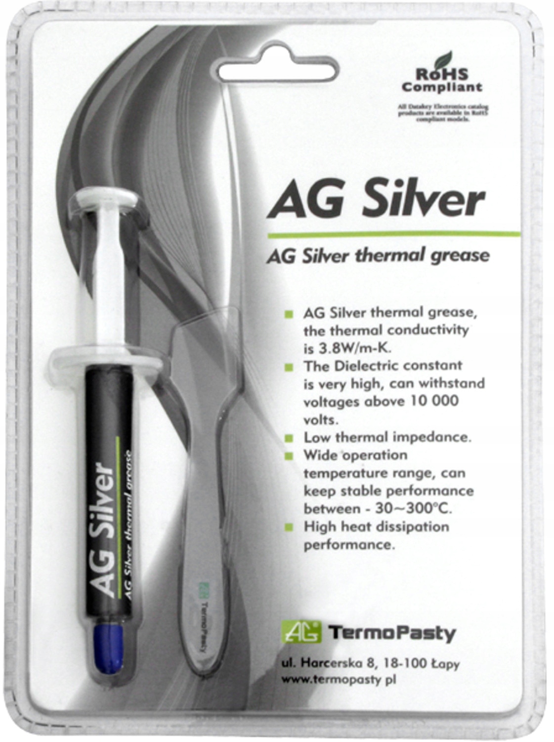 

Pasta termoprzewodząca Ag Silver 3g 3,8W/mK +packa