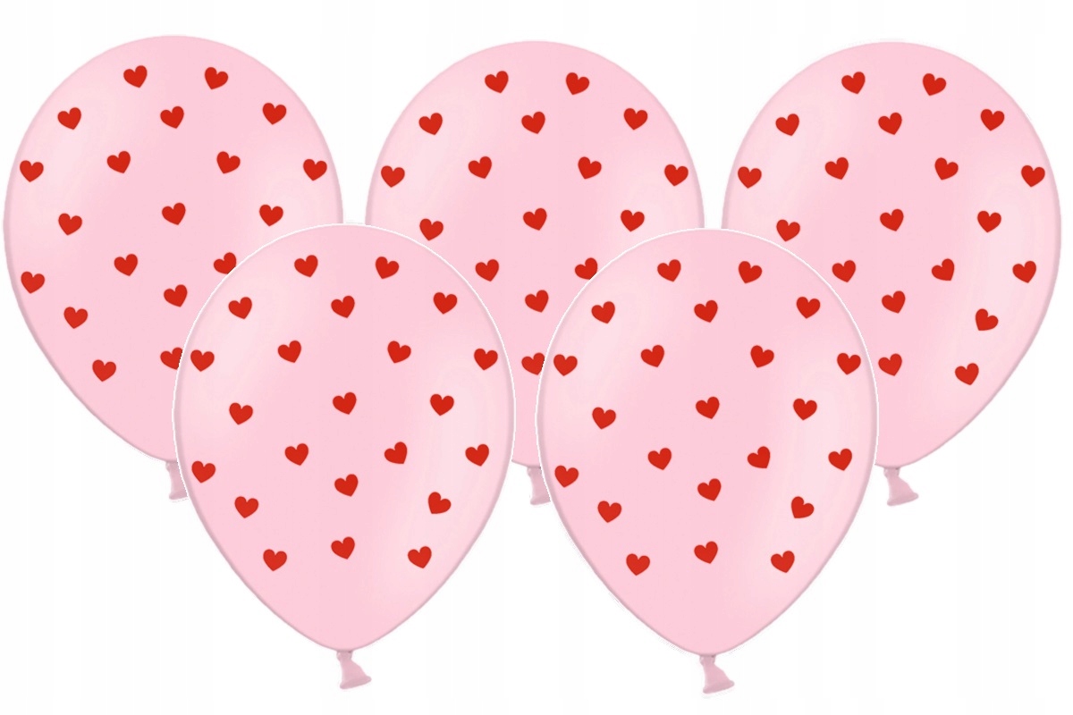 

Balony Różowe w czerwone serca na wesele 5szt 36cm