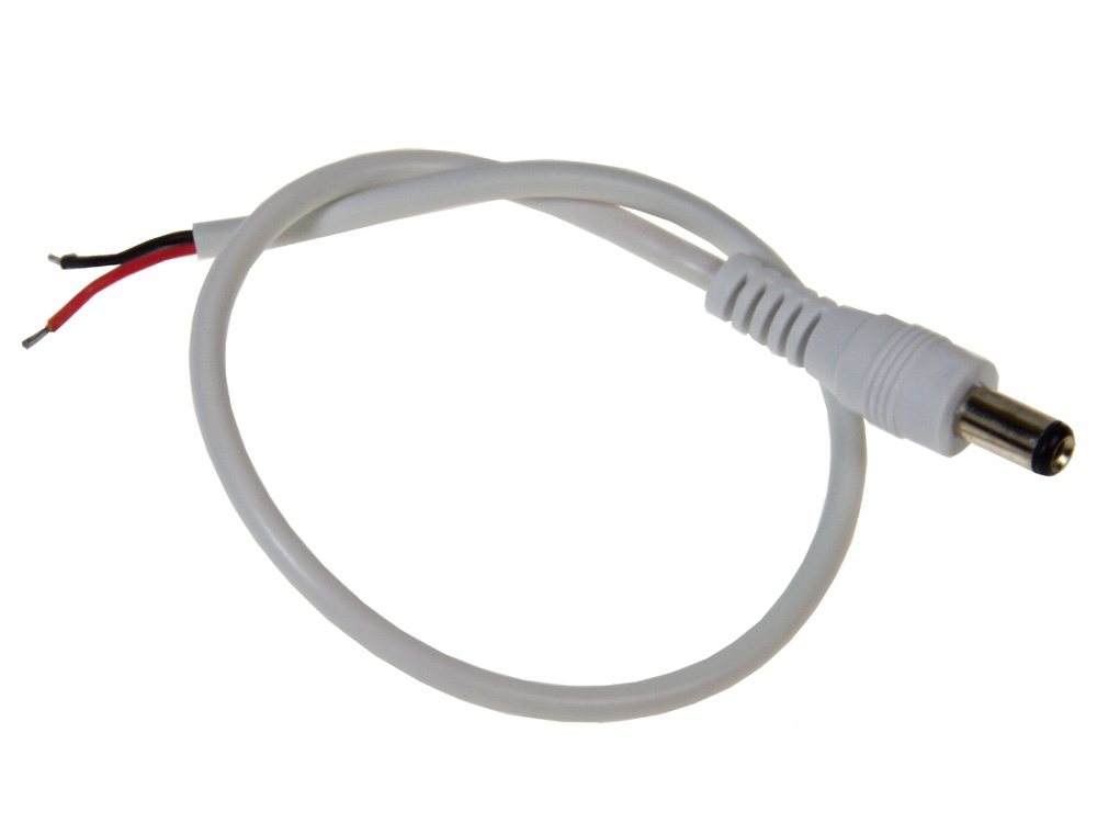 

Kabel Przewód Wtyk DC 2,1/5,5 na kablu białym 30cm