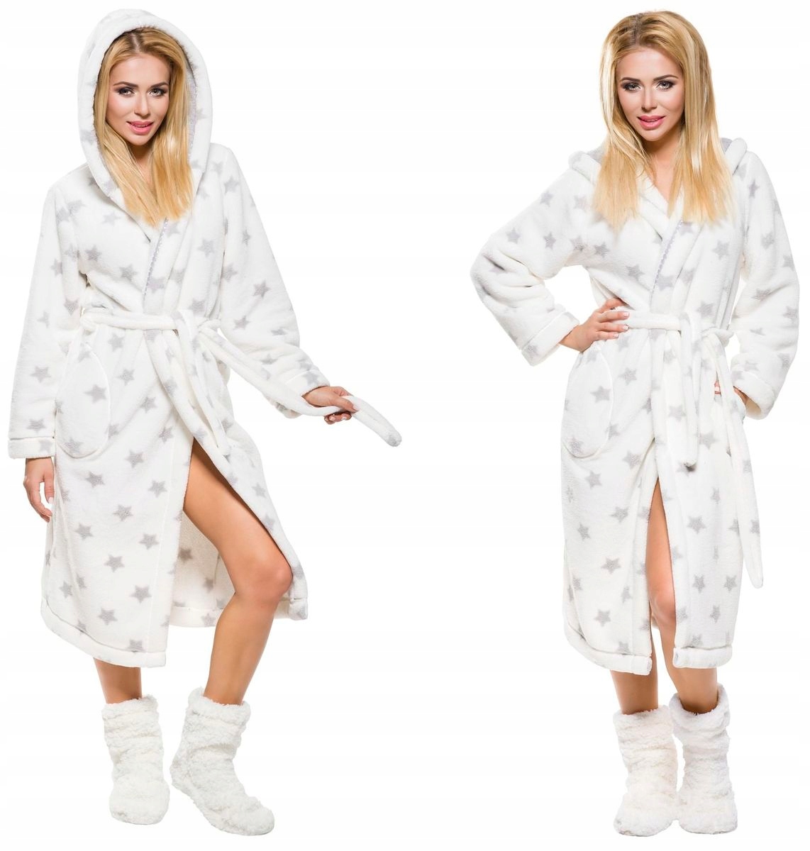 DŁUGI PUCHOWY DAMSKI SZLAFROK GWIAZDKI PODOMKA L Płeć kobieta