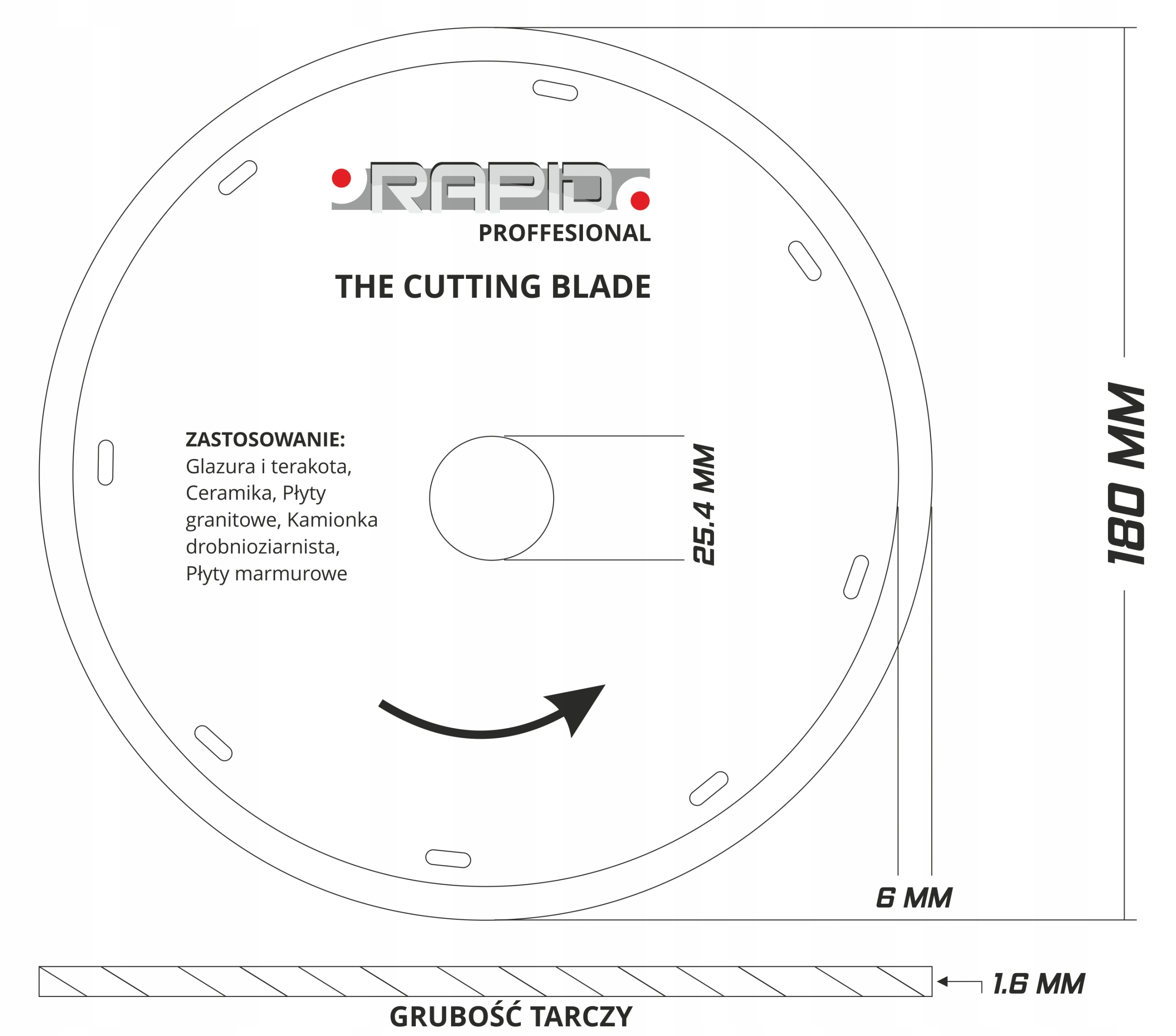 Tarcza diamentowa 180 RAPID płytki gres ceramika Kod producenta M08715