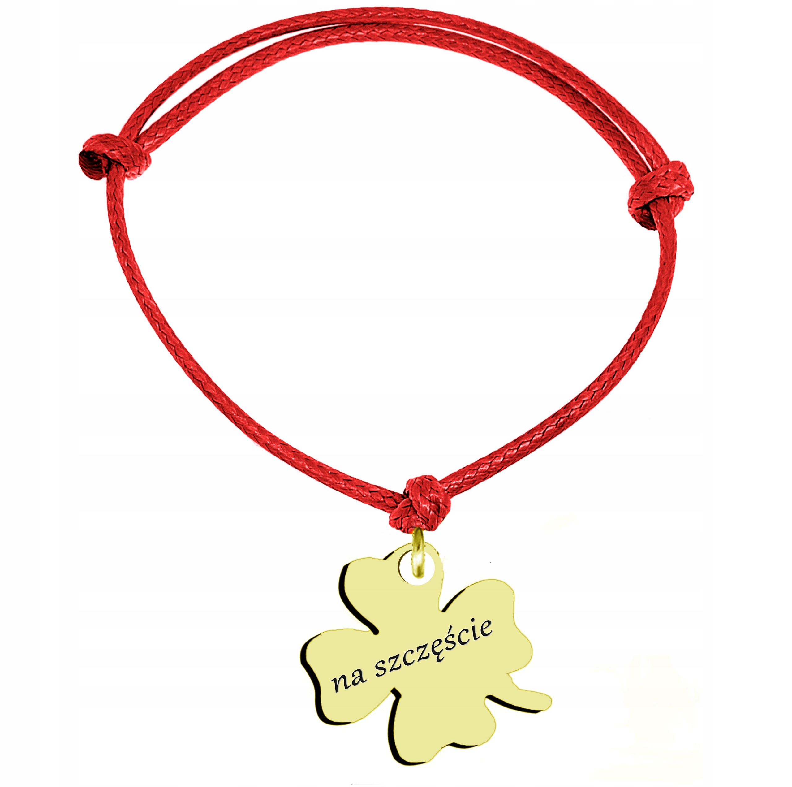 

Bransoletka Na Sznurku Pozłacana Koniczynka 24K