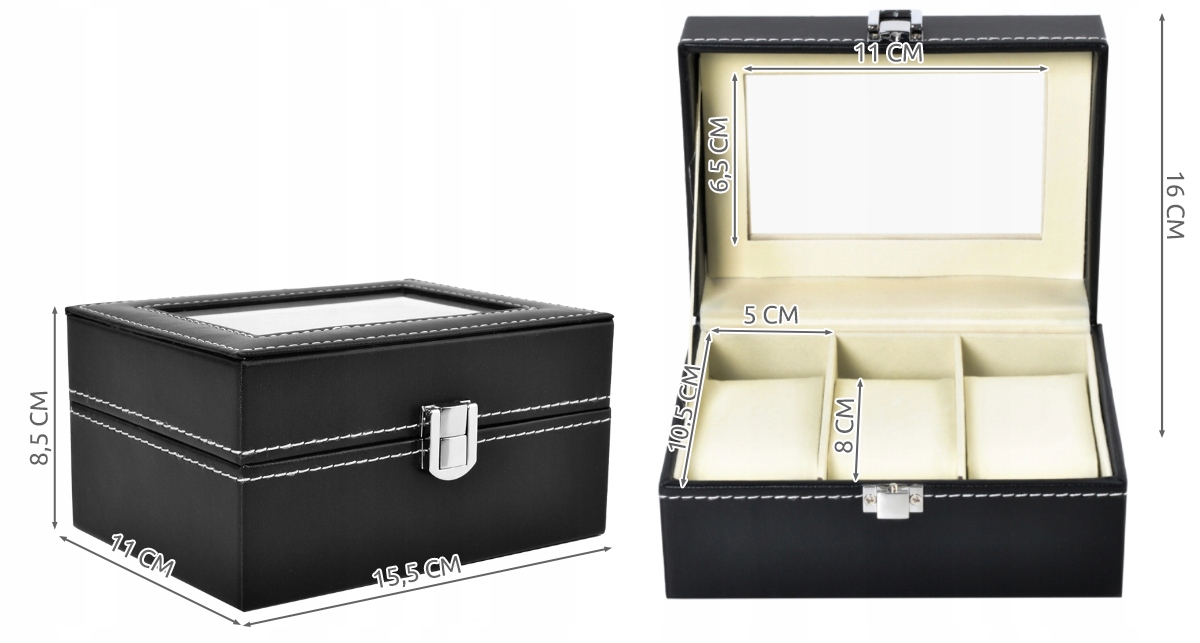 Pudełko Szkatułka Organizer na Zegarki 3szt Etui Pomysł na Prezent EAN (GTIN) 5902802910929