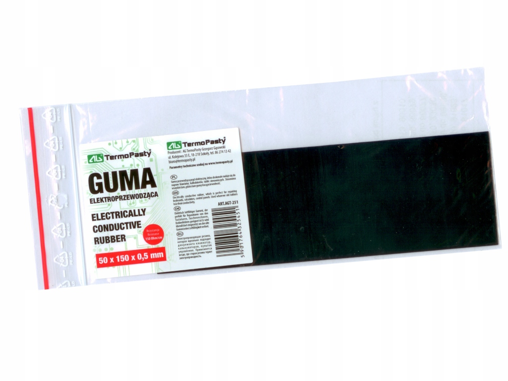 

Guma elektroprzewodząca 50x150x0,5mm