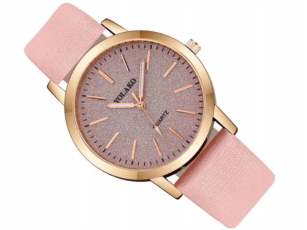 RÓŻOWY Zegarek DAMSKI BROKAT Slim Elegancki