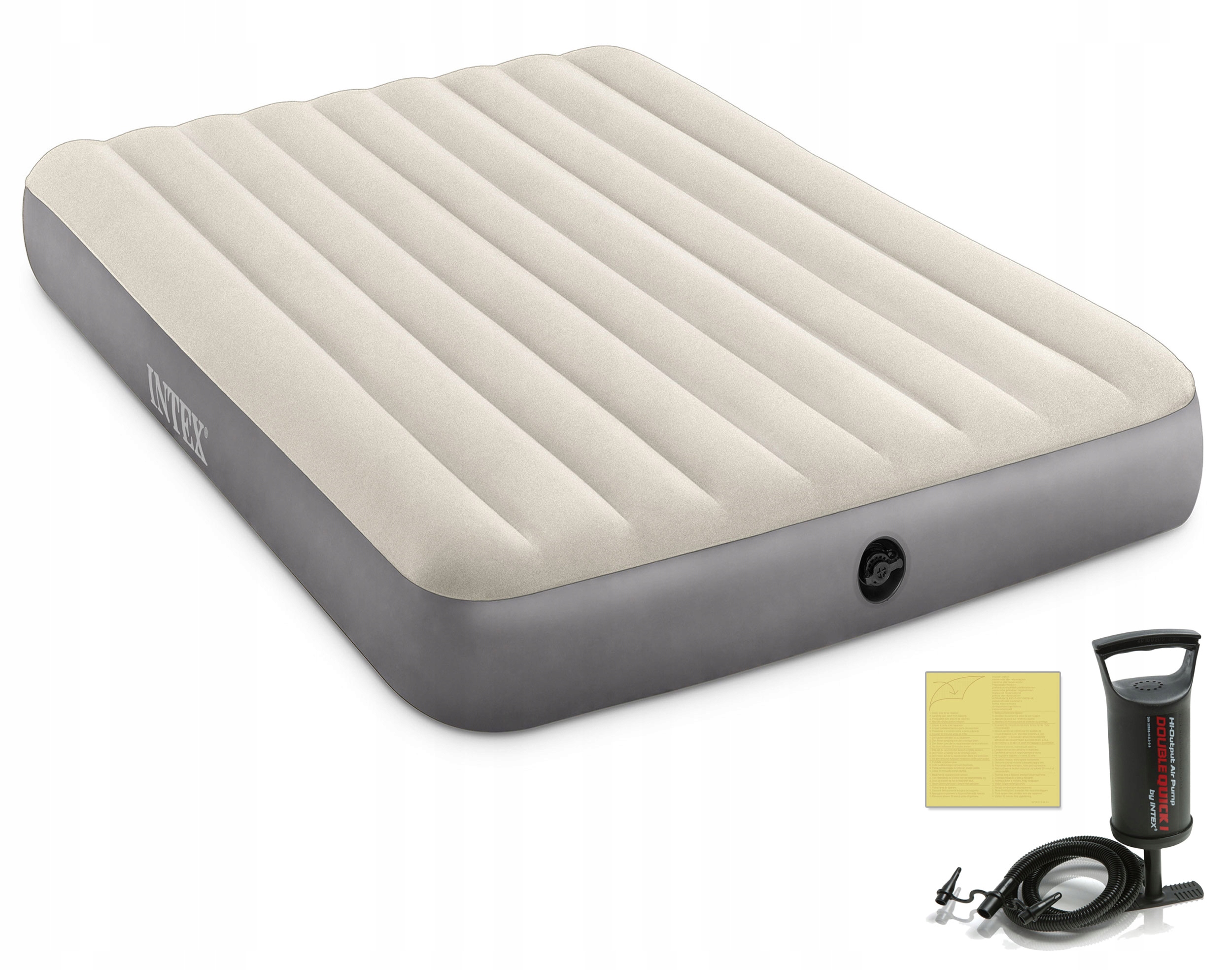 MATERAC DMUCHANY ŁÓŻKO 2os INTEX DELUXE + POMPKA