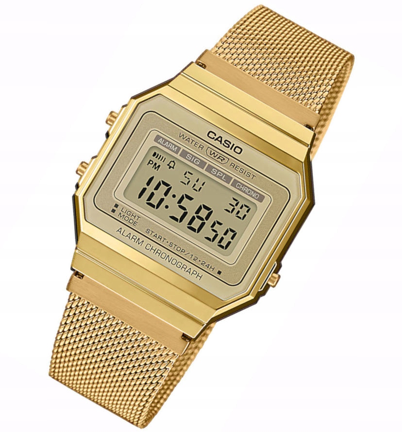 Zlaté hodinky Casio Vintage A700WEMG-9AEF s funkcí stopek