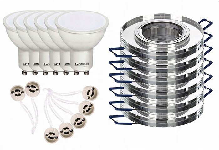 

Zestaw 6x oprawa halogenowa Szklana Led GU10 6W