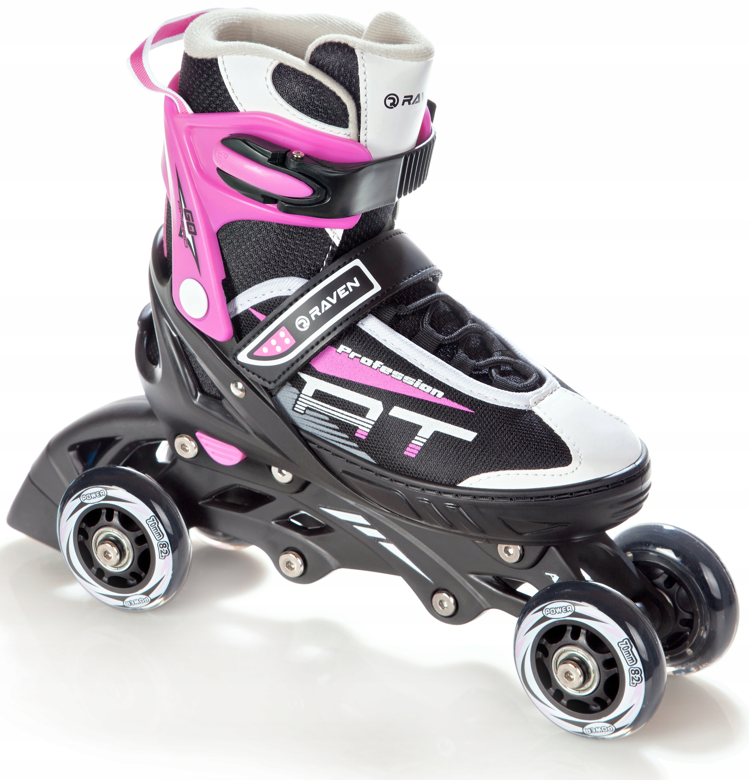 Rolki Wrotki Łyżwy 4w1 Regulowane RAVEN Profession Black/Pink 35-39 Rozmiar 35-39