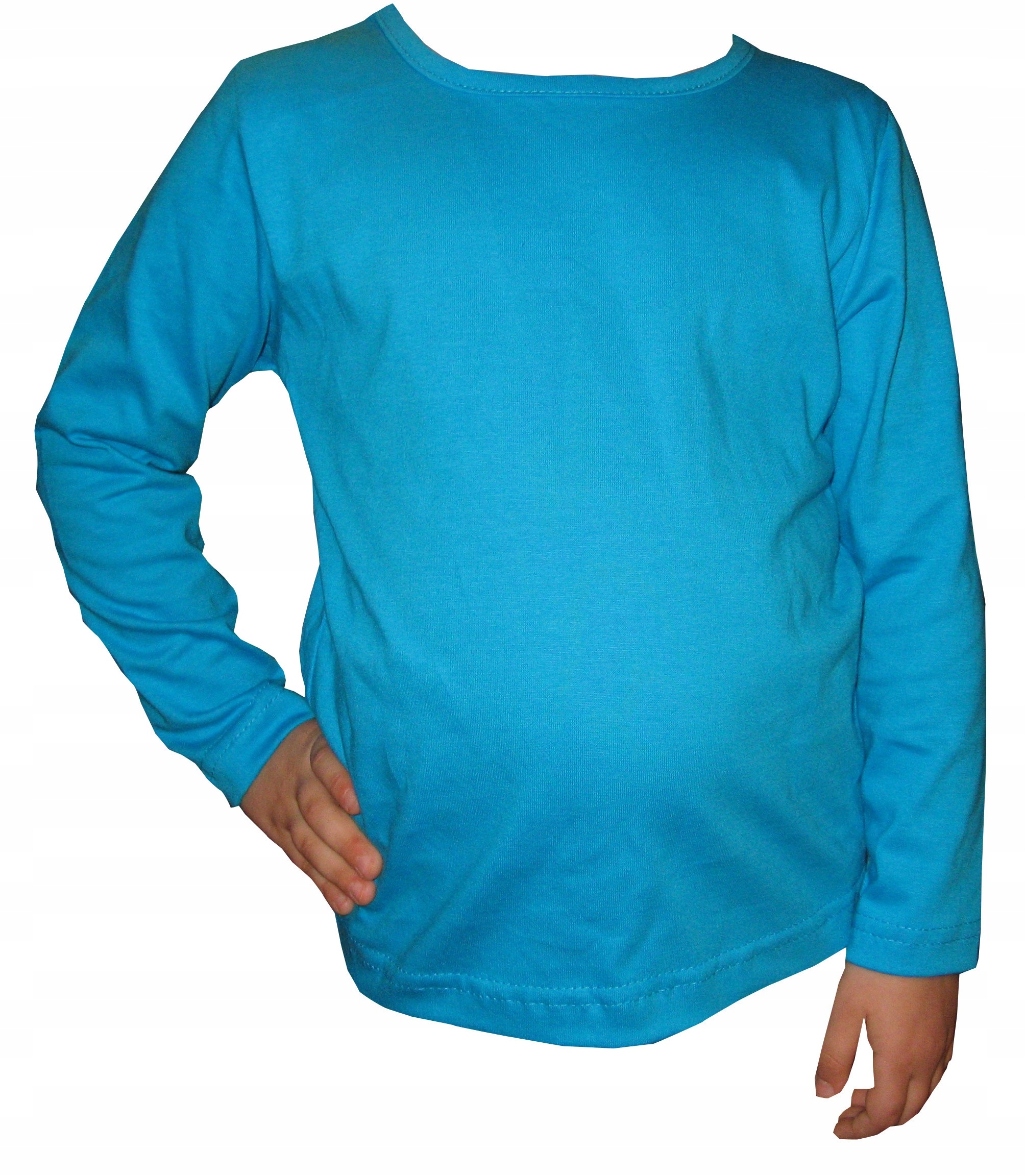 BLUZKA DŁUGI RĘKAW, 95% BAWEŁNA KOSZULKA, POLSKI PRODUCENT r116 niebieska