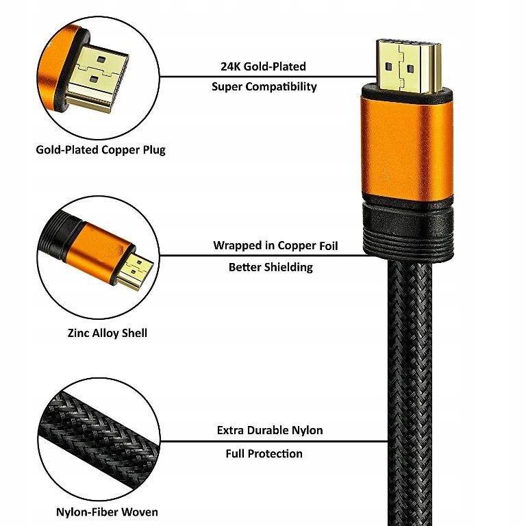 Kabel HDMI do HDMI 3m M/M 4K 3D pleciony Marka inna