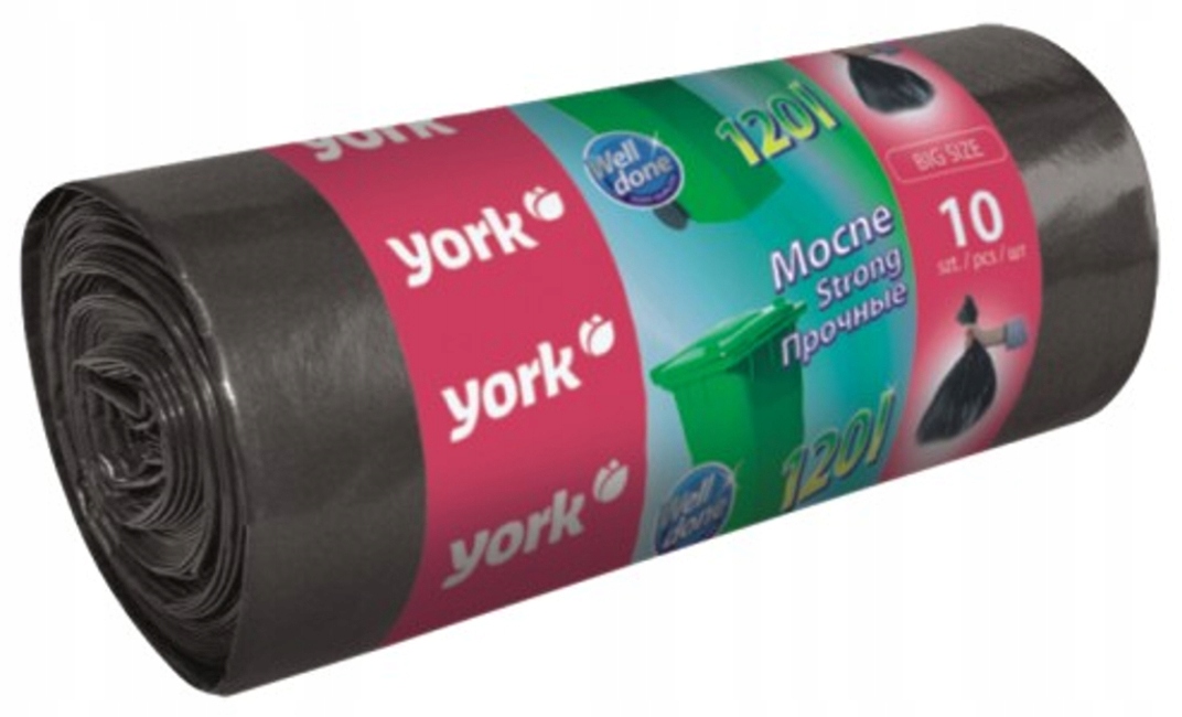 

Worki na śmieci mocne 120L 10szt York wytrzymałe