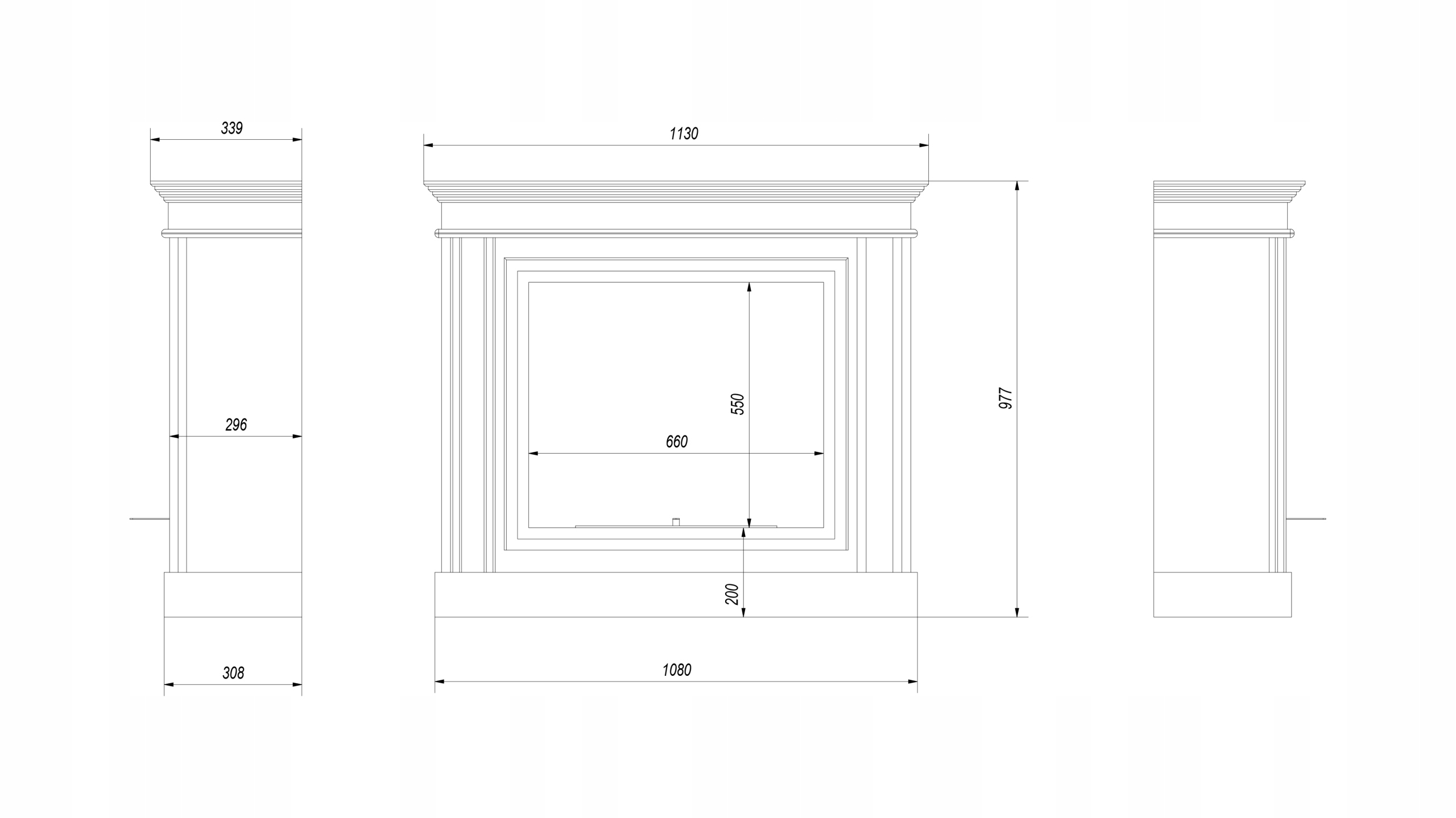 Biokominek bezdymny VIRGO TUV + Kamyki Głębokość produktu 33.9 cm
