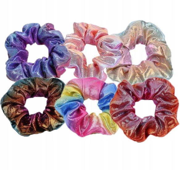 ZESTAW 6 GUMEK BROKAT SCRUNCHIE SYRENKA BLING ZB#