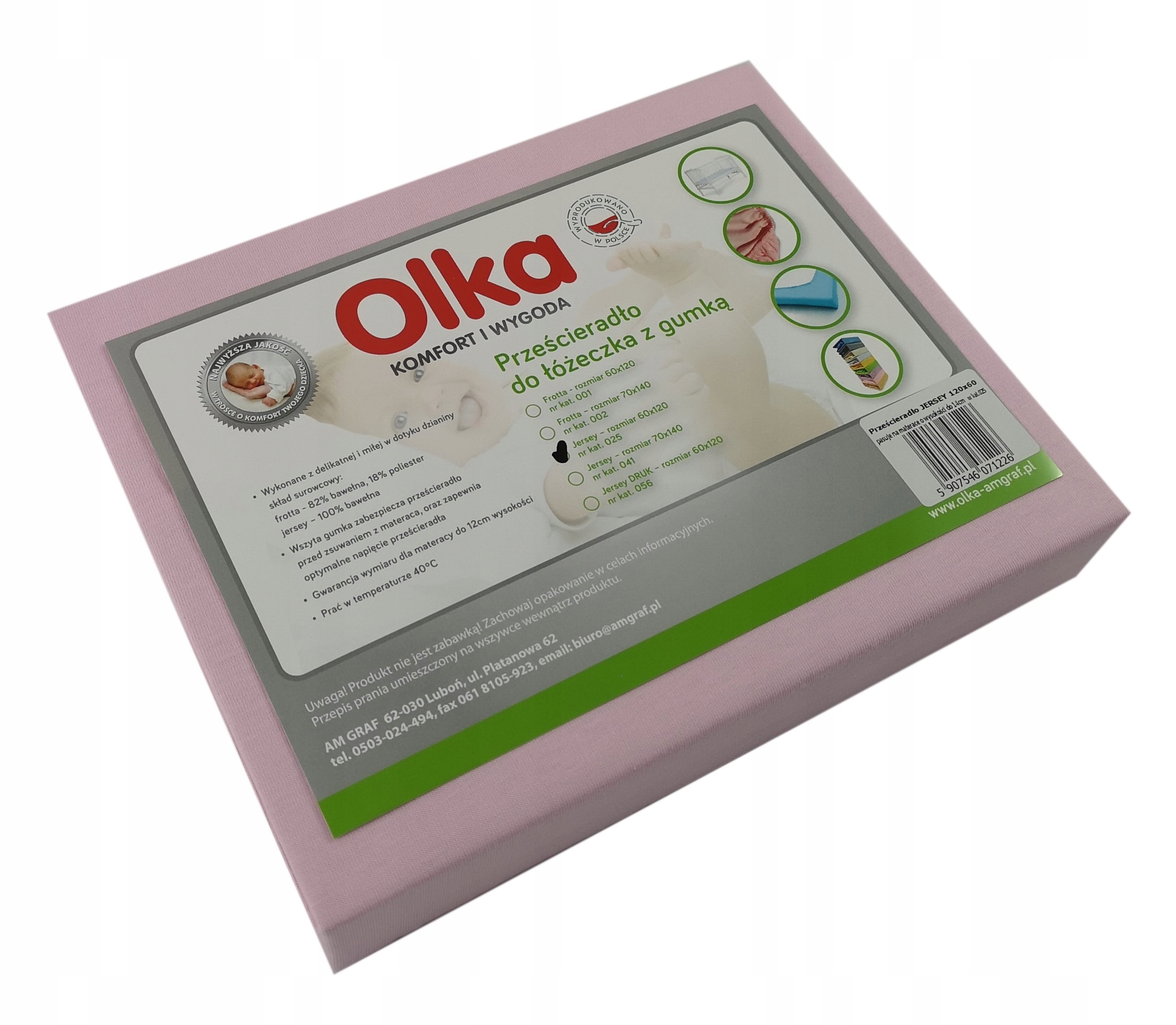 

Olka Prześcieradło z gumką 140x70 Jersey różowe