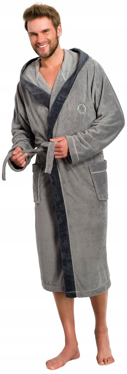 DŁUGI MIŁY CIEPŁY SZLAFROK MĘSKI Z KAPTUREM L Płeć mężczyzna