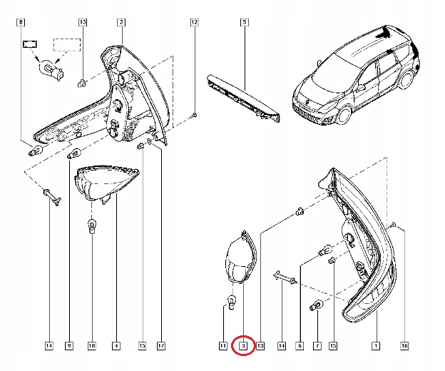 RENAULT SCENIC III RENAULT LAMPA PRZECIWMGIELNA OE Rodzaj lampy dedykowana