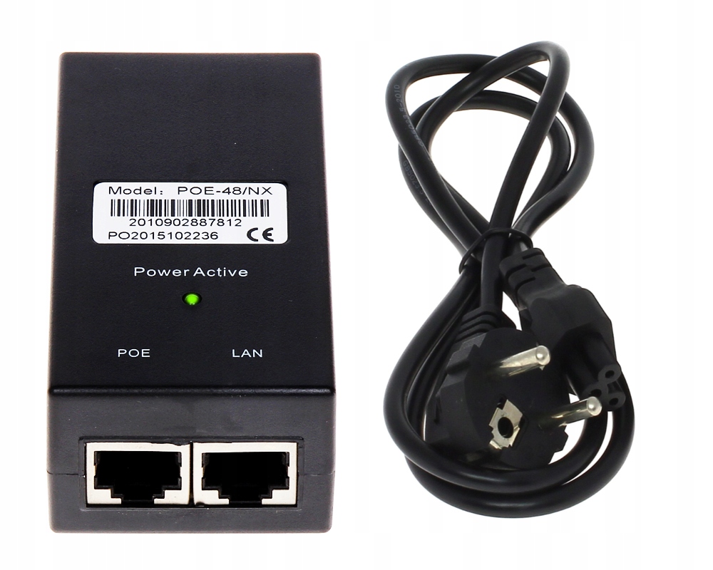 

Zasilacz Injector PoE do kamer Ip Poe RJ-45 48V