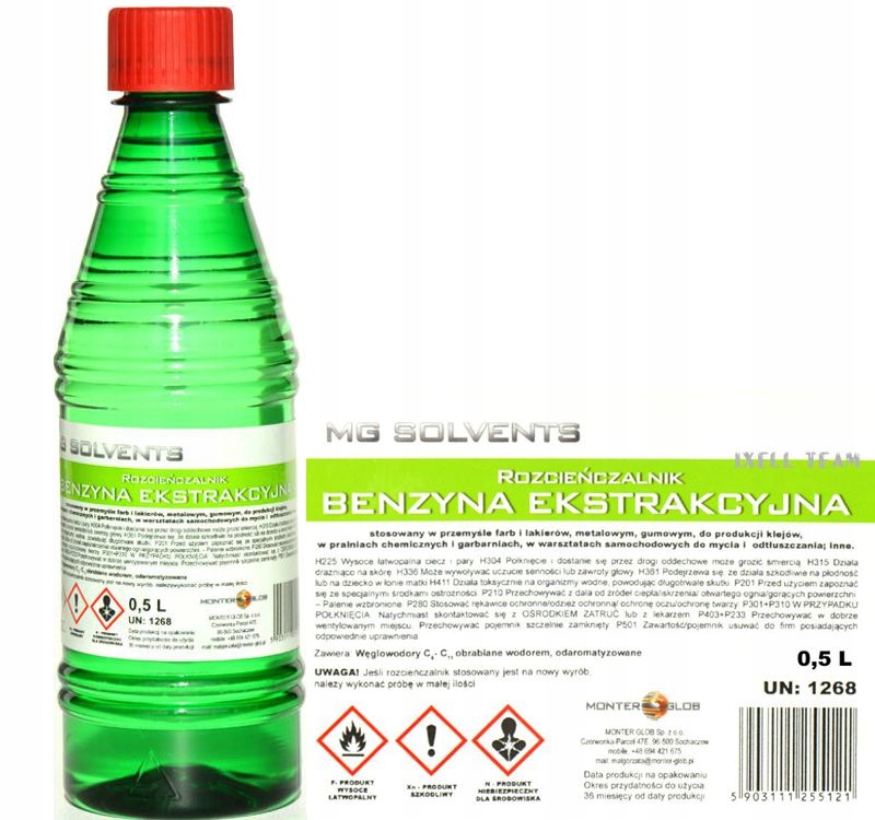 

Benzyna Ekstrakcyjna Bezzapachowa 0,5 Litra 43