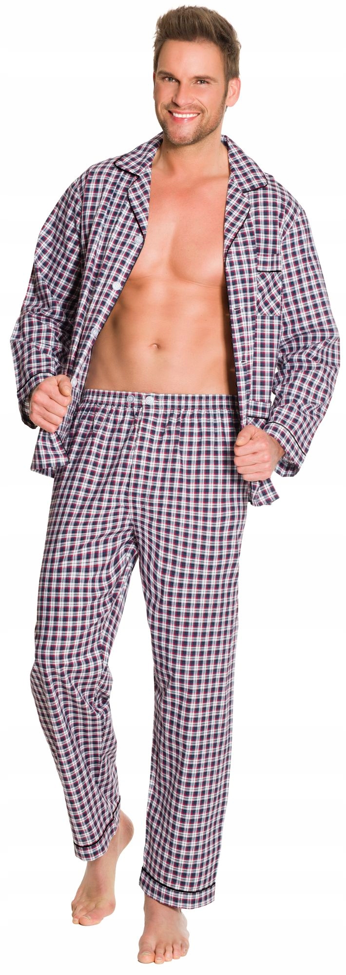 C2 ROZPINANA BAWEŁNIANA PIŻAMA MĘSKA W KRATKĘ XXL Marka inna