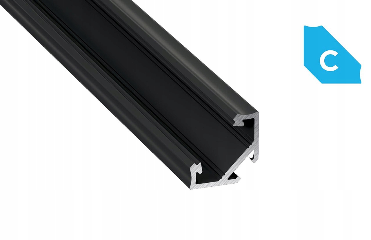 Profil narożny kątowy typ C CZARNY do taśm LED 2m Typ profil do LED
