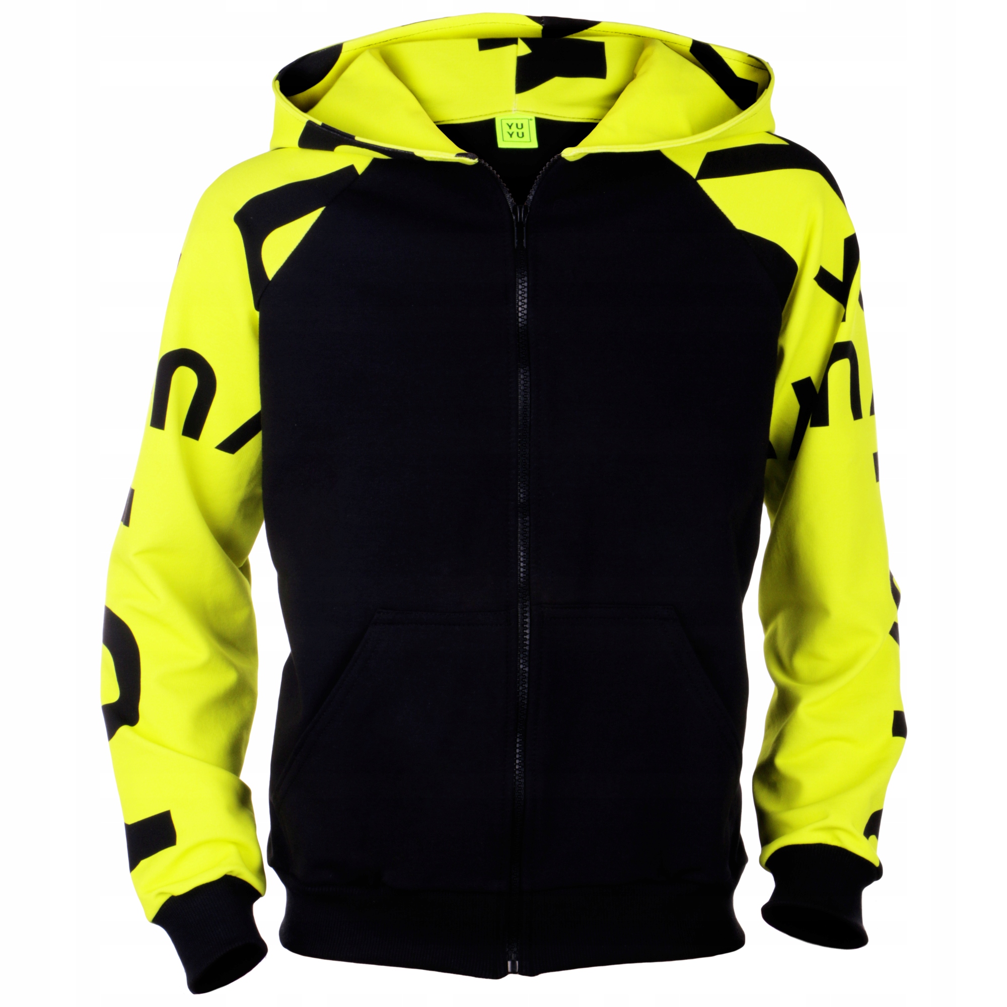 

Bluza Z Kapturem Czarna Rękawy Żółte Yuyu 164