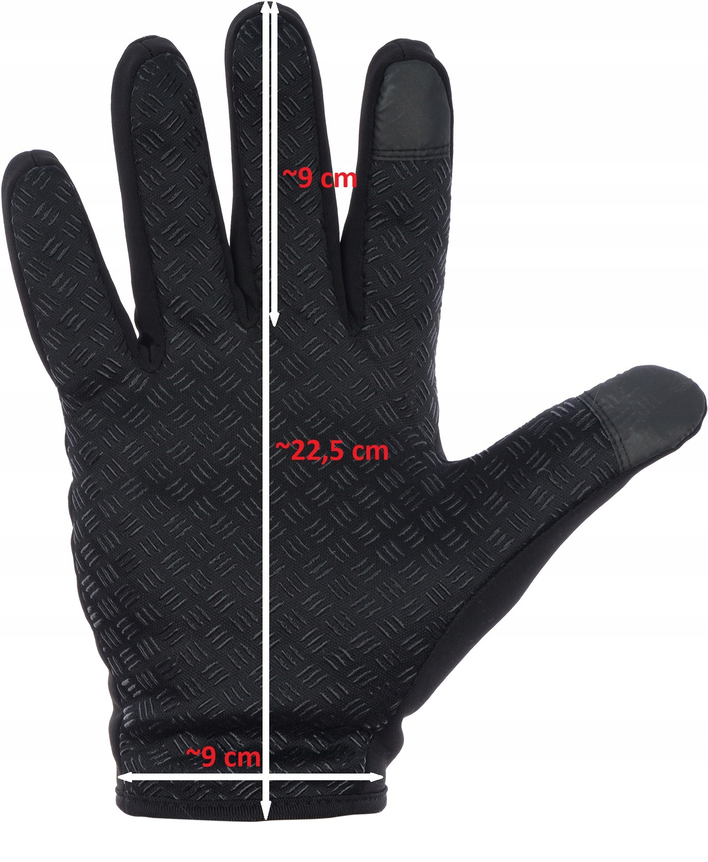 Czarne Rękawiczki dotykowe do telefonu rozmiar XL Rodzaj pięciopalczaste