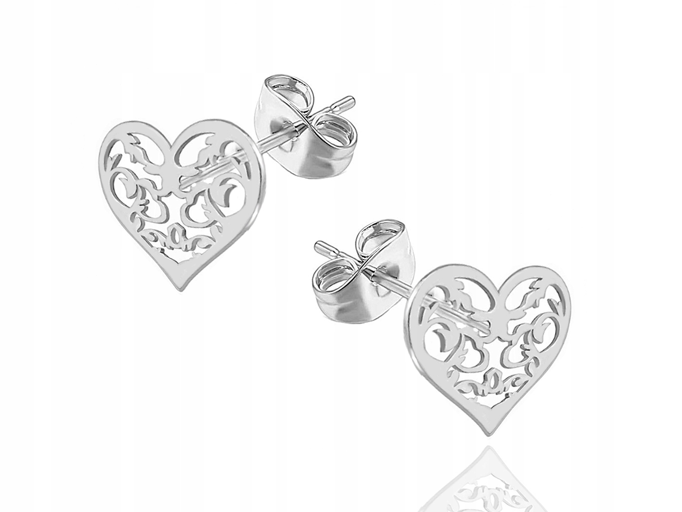 

Srebrne Kolczyki Serce Ażurowe Koronka Ażur 925