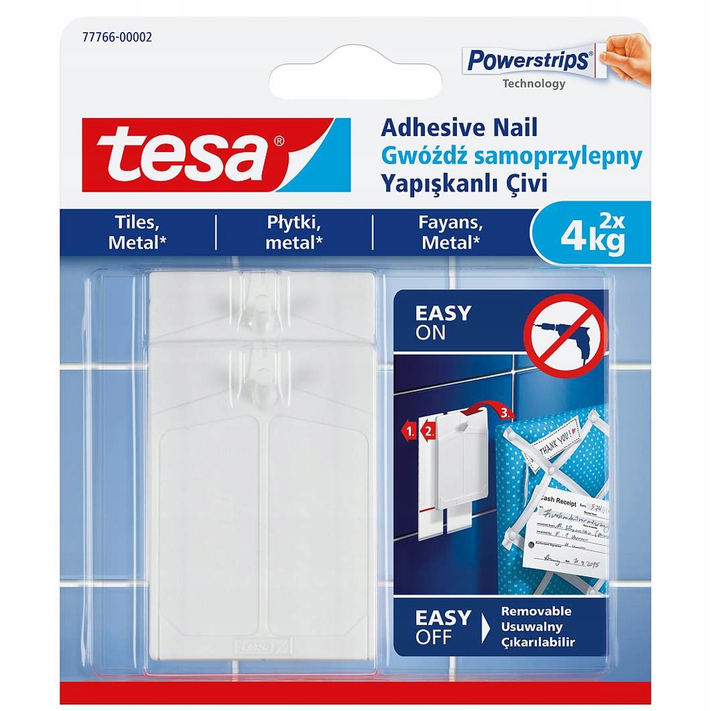 

Tesa Gwóźdź Samoprzylepny 2x4kg Płytki, Metal