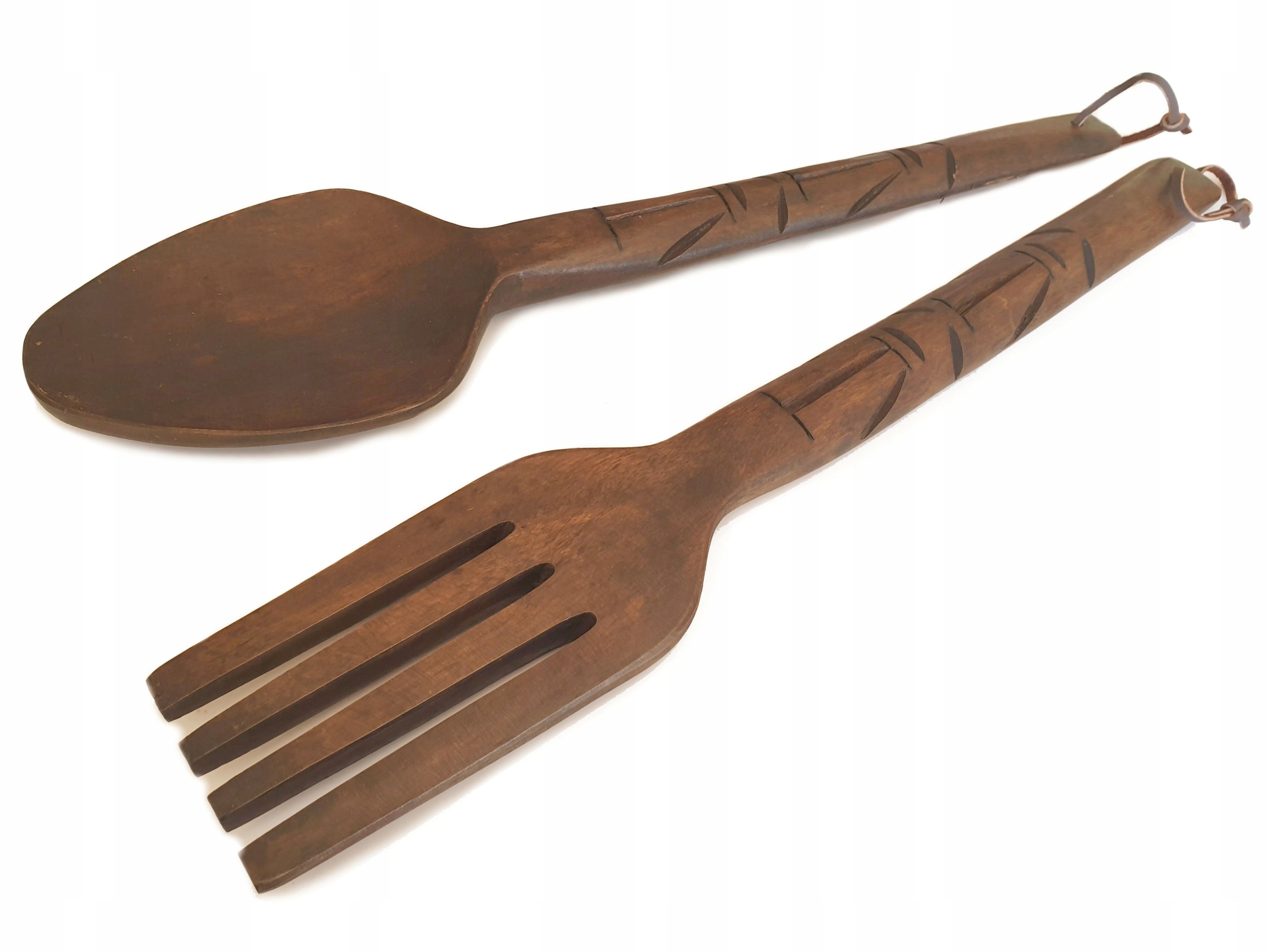 

Widelec Łyżka dekoracja z drewna egzotycznego 31cm