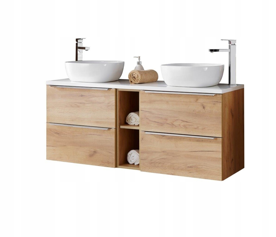 ZESTAW MEBLI ŁAZIENKOWYCH CAPRI 140 CM DĄB Montaż meble do samodzielnego montażu