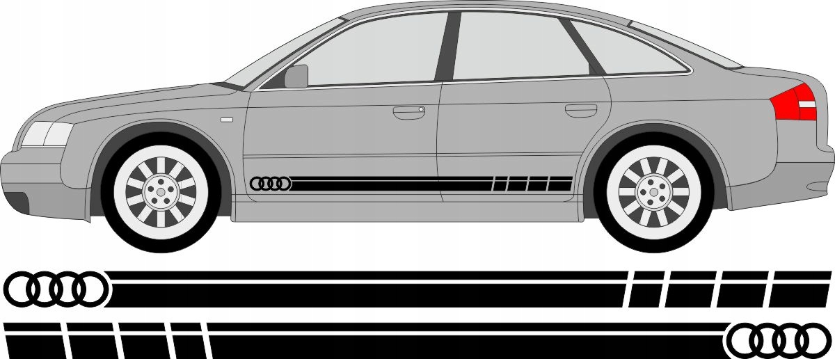 

Naklejki pasy na bok samochodu Audi A4 A6 A8 Tt