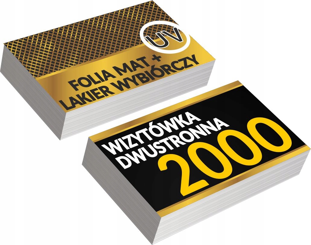 Wizytówki FOLIA MAT + Lakier Wybiórczy UV 2000 szt