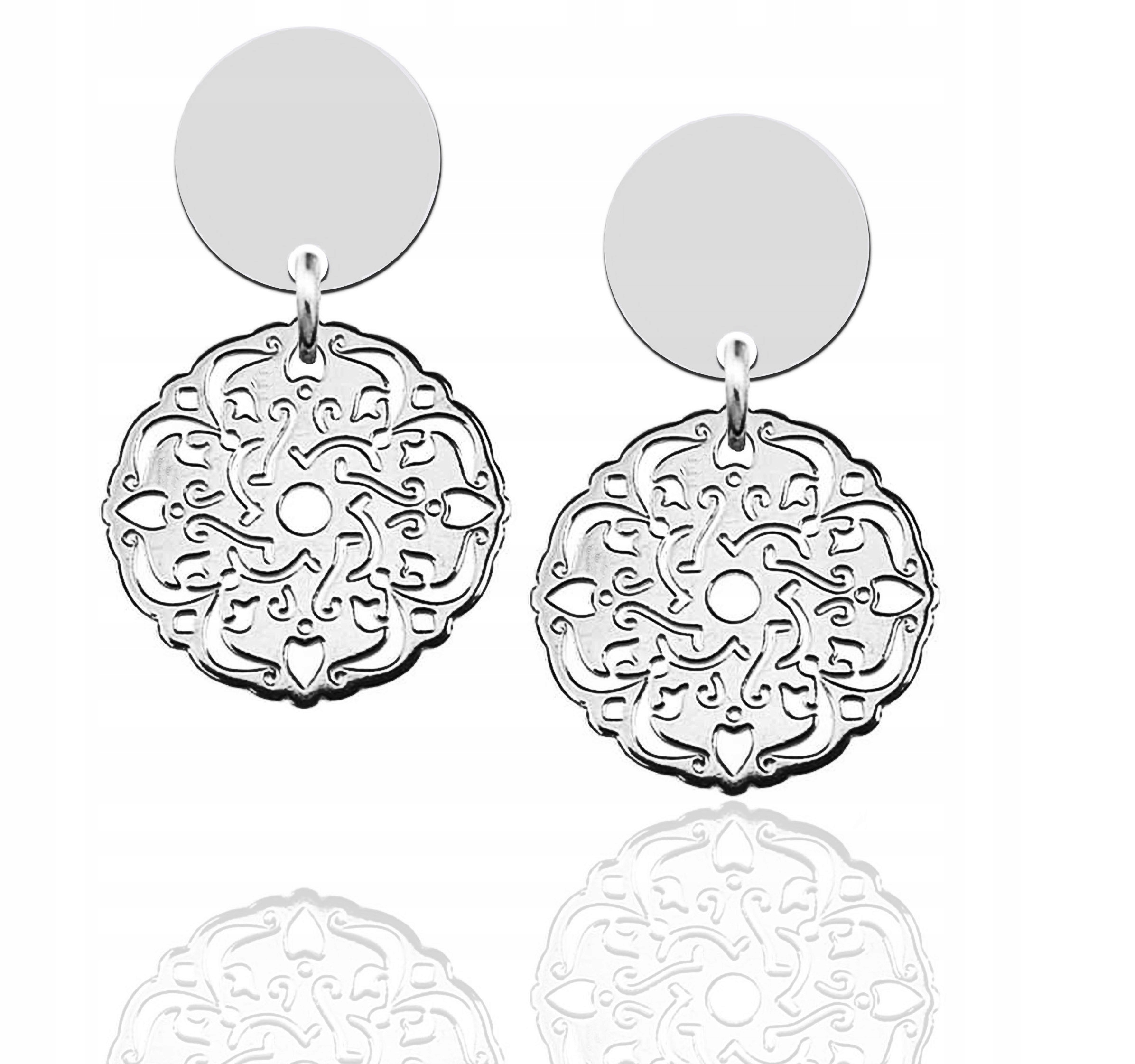 

Kolczyki Srebrne Ażurowe Kółka Koło Rozetka Kółko