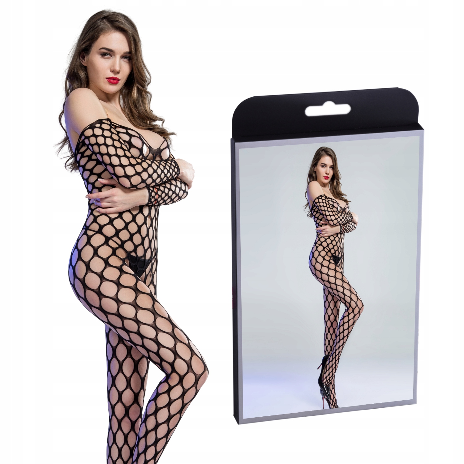 

Siateczka Duże Oczka, Bodystocking Bez Ramiączek