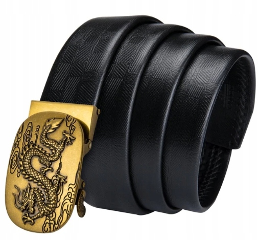 Luxusní Černý Pánský Kožený Opasek Automatický Drak 150 CM