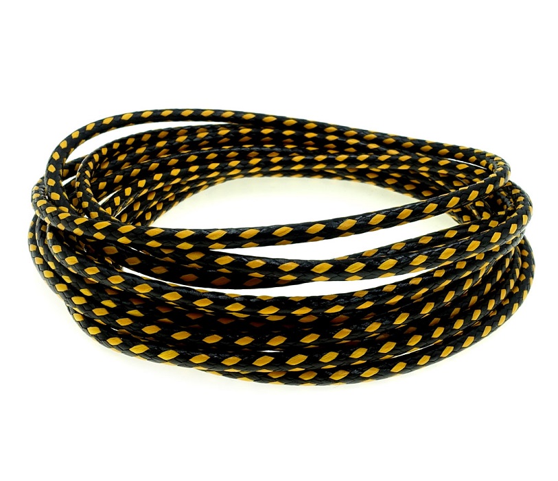 W95 2mm Sznurek woskowany 2m Czarno Żółty