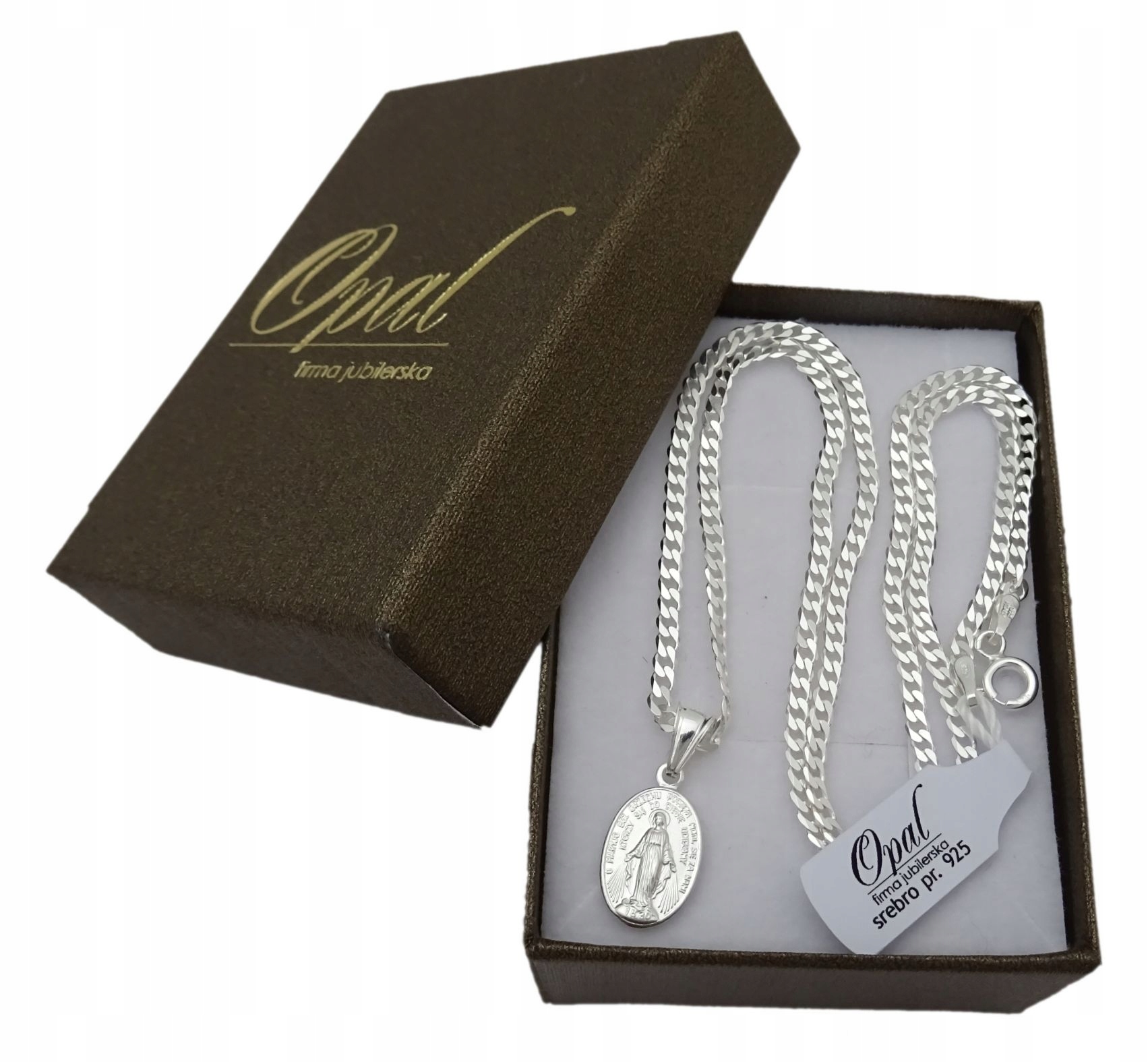 ŁAŃCUSZEK SREBRNY 925 PANCERKA 50 CM MEDALIK MĘSKI