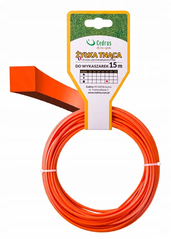 

Żyłka Do Kosy 2,7 mm 15 m Kwadrat Francuska Cedrus
