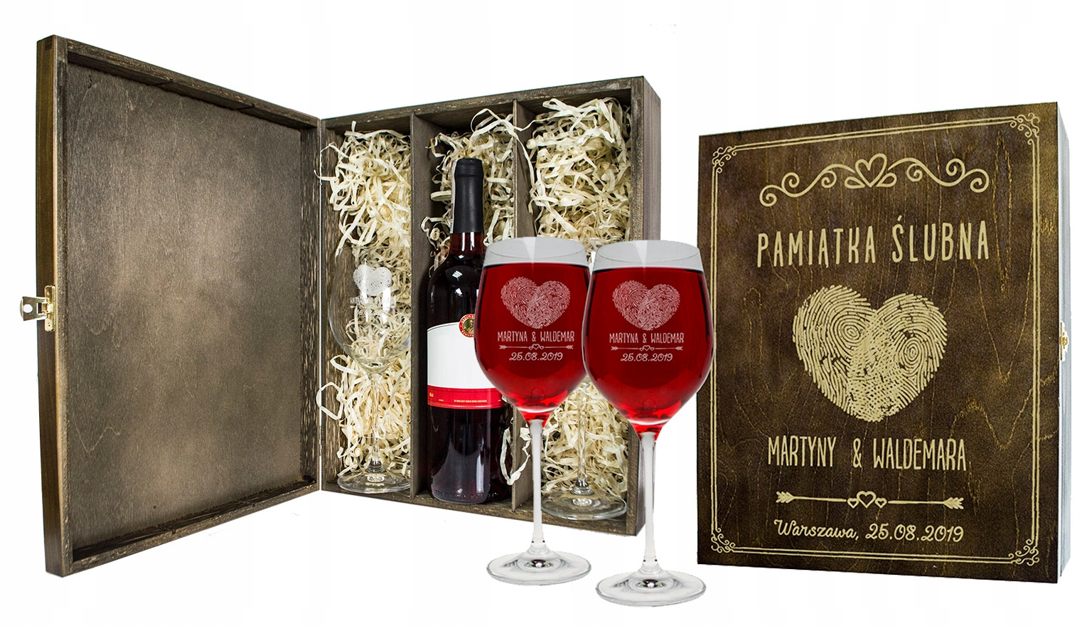 

Duże Pudełko Na Wino I 2 Kieliszki Na Ślub