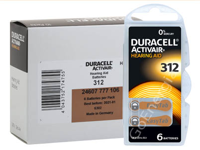 

Duracell 312 PR41 Hg0 Baterie słuchowe 60 szt