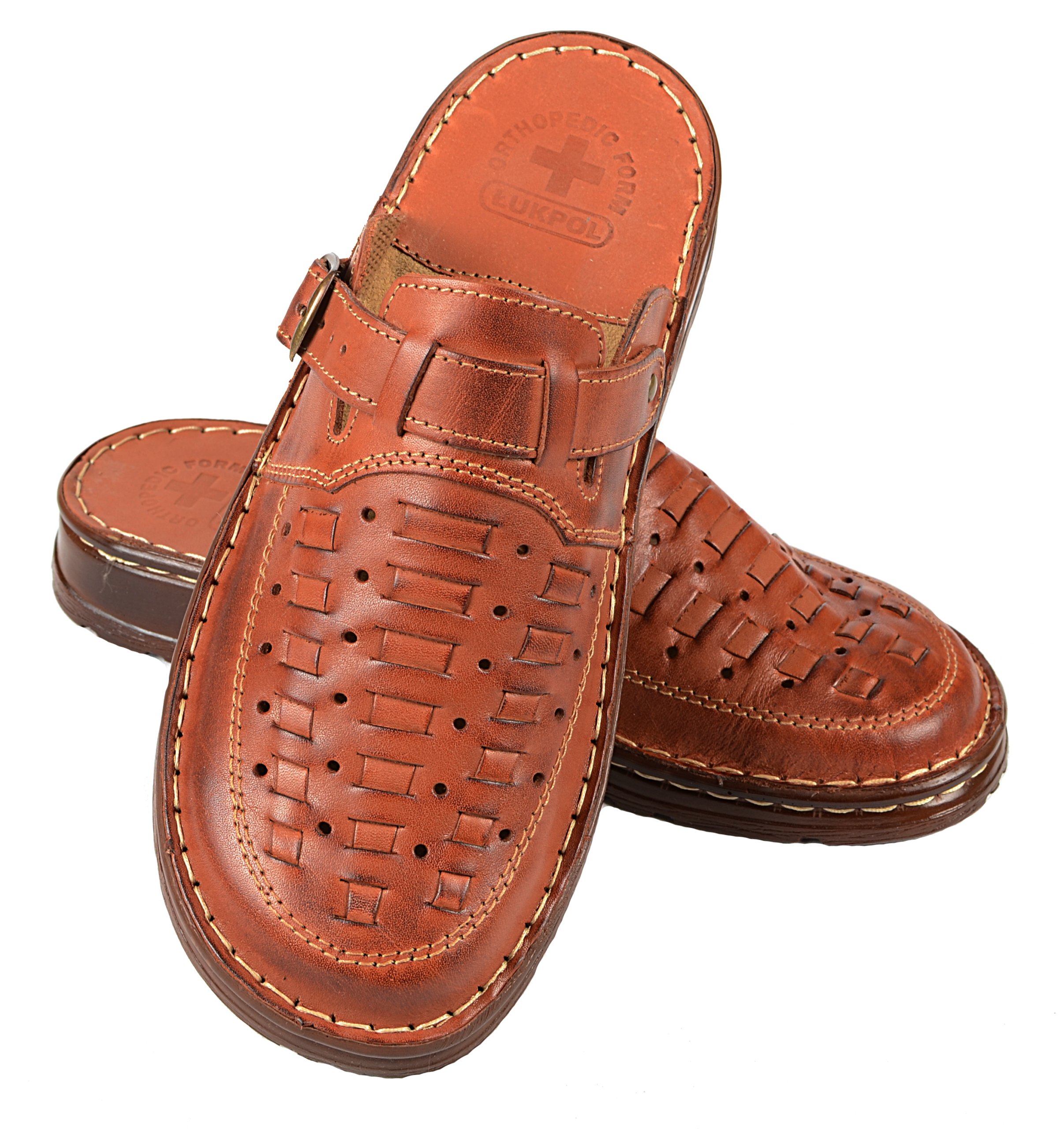 ŁUKPOL KLAPKI SKÓRA MĘSKIE 803 SKÓRZANE WYGODNE 43 Rozmiar 43