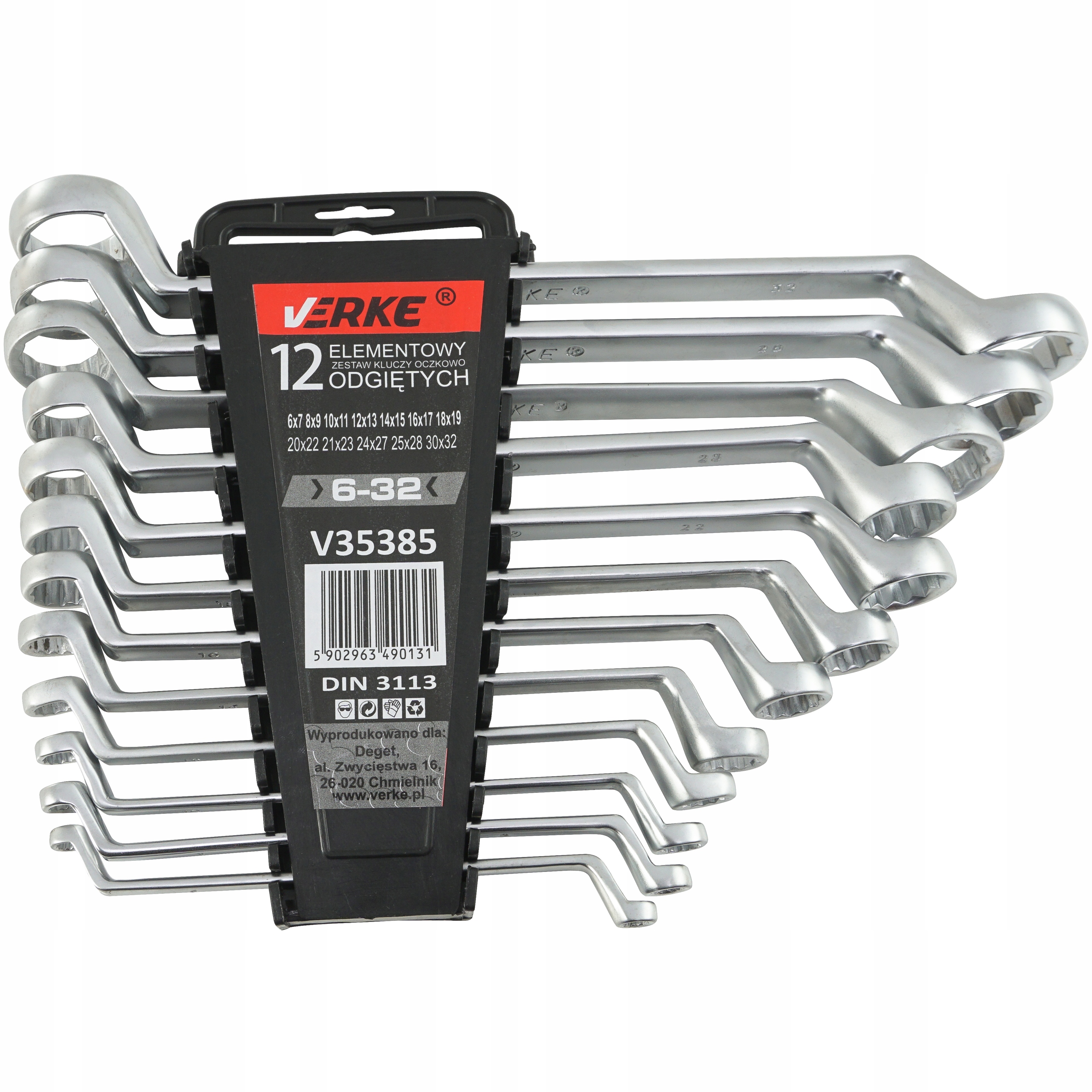 KLUCZE OCZKOWE ODGIETE 6 32mm 12 szt KLIP VERKE EAN 5902963490131