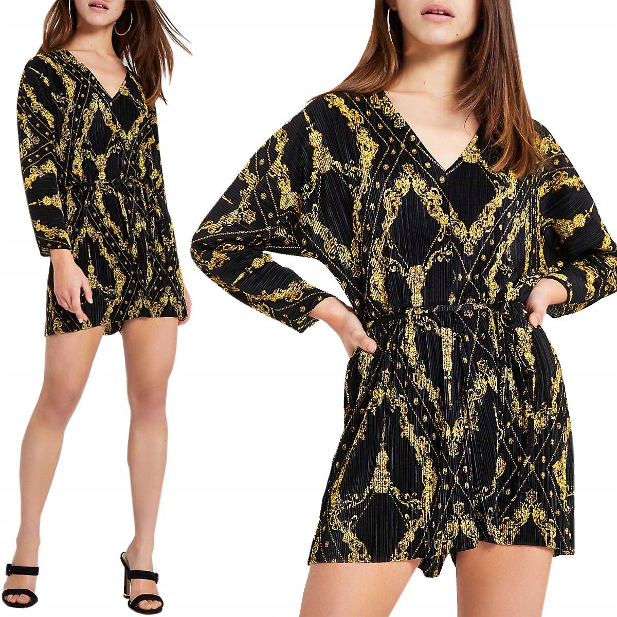 

River Island Czarny Kombinezon Wzory L 40