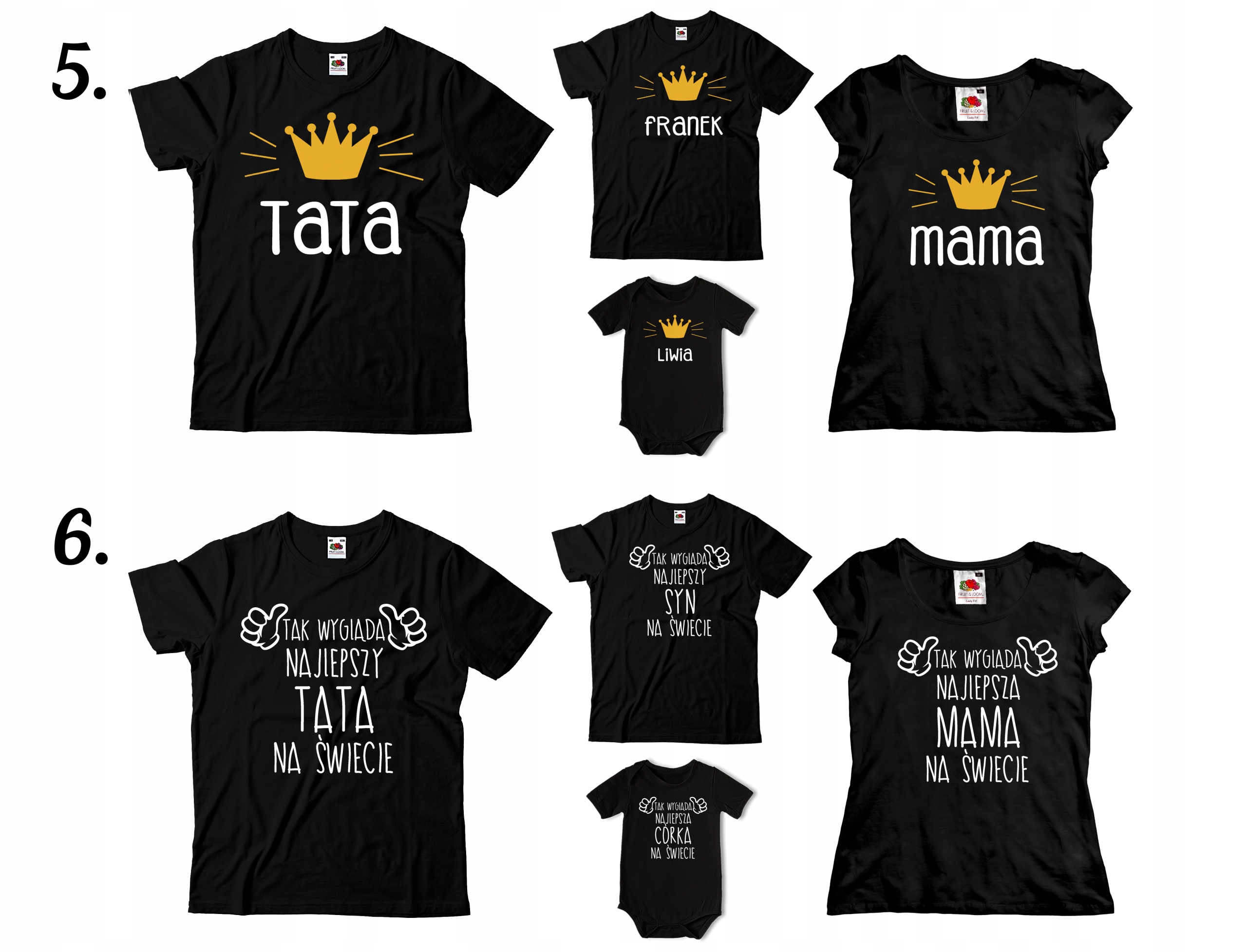 KOSZULKI DLA CAŁEJ RODZINY MAMA TATA SYN CÓRKA Materiał dominujący bawełna