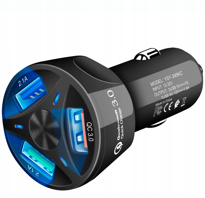 

Szybka Ładowarka Samochodowa Mocna 3x Usb Qc 3.0