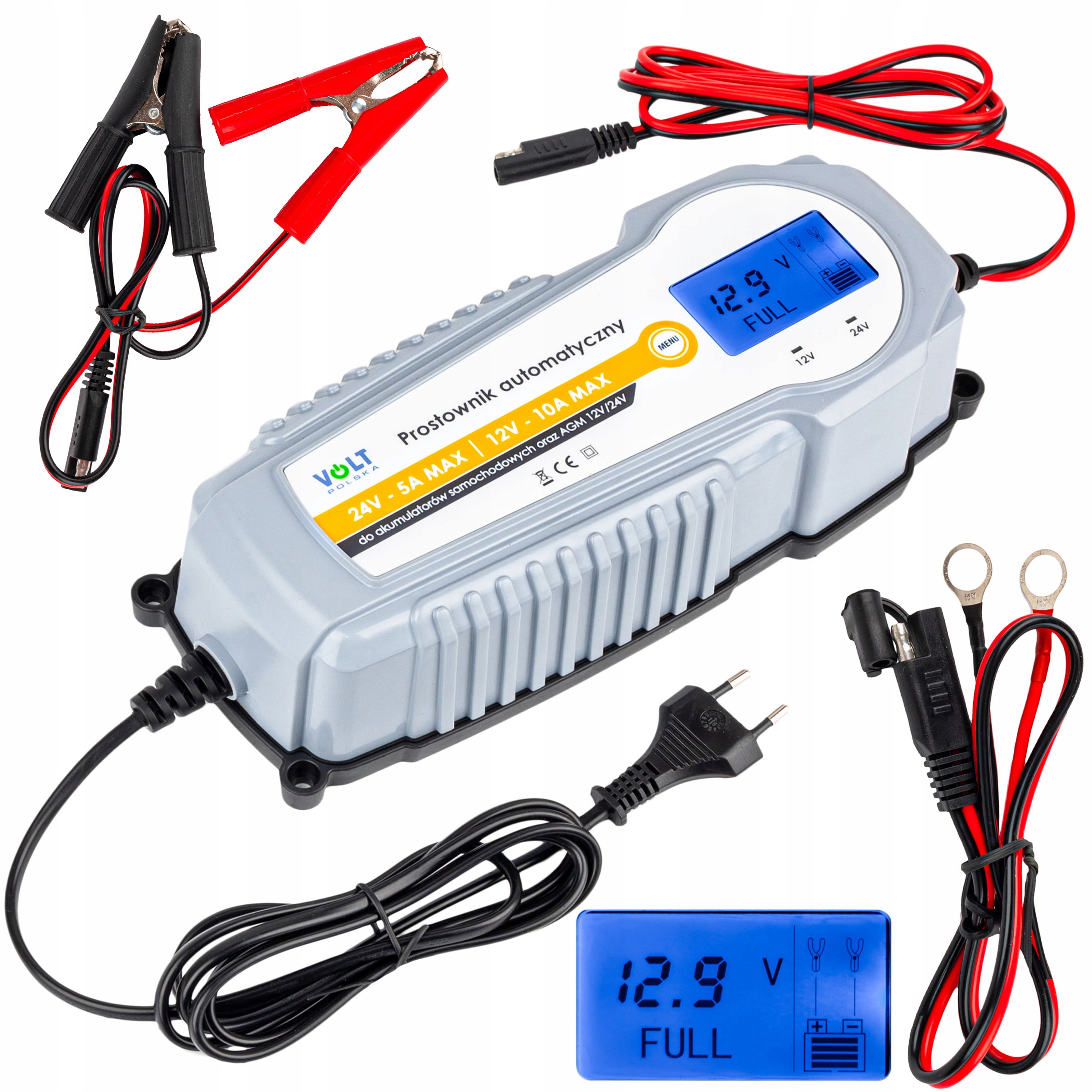 

Prostownik Elektroniczny Ładowarka 12V 24V 10A LCD