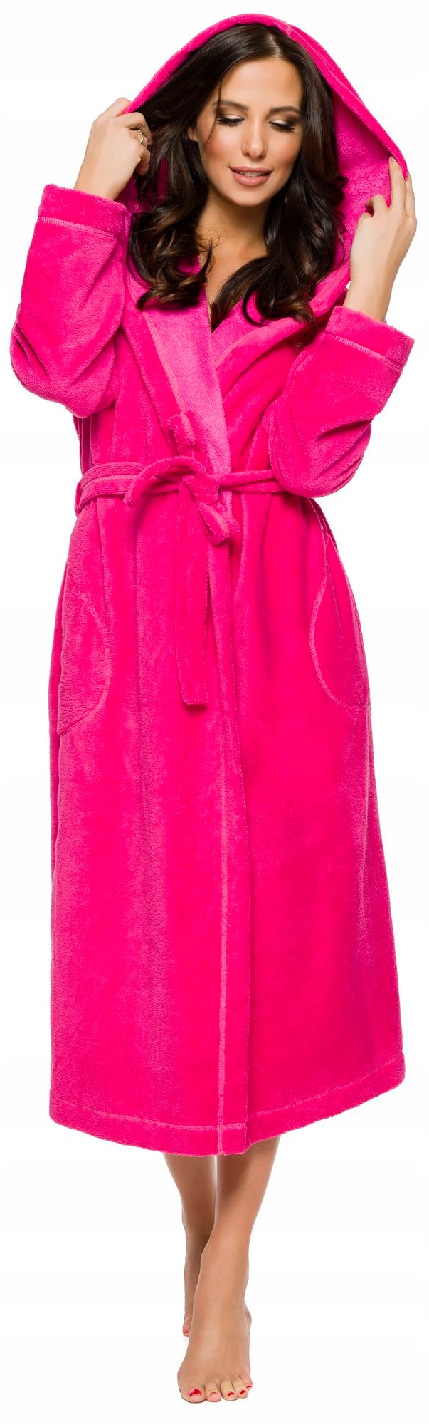 BAMBUSOWY DŁUGI SZLAFROK DAMSKI Z KAPTUREM M Kaptur z kapturem